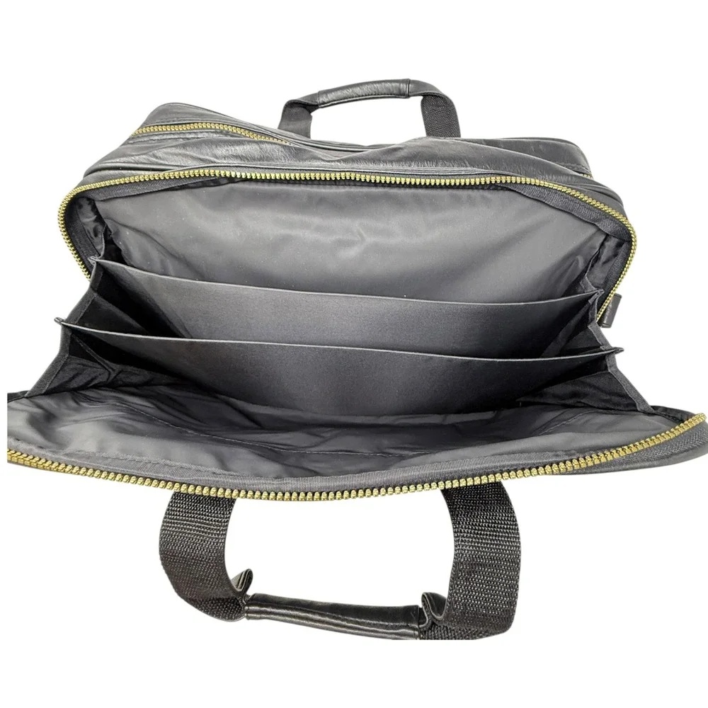 New Main Line Masters Golf Briefcase Mens Black Leather Messenger Bag 6116